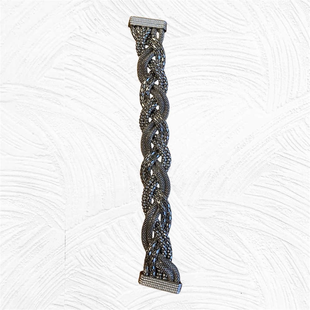 Braided Silver Bracelet with Magnetic Clasp